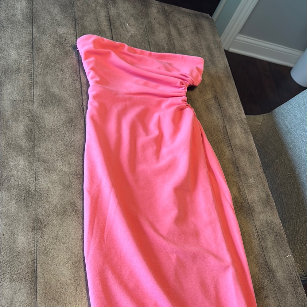 Hello Molly Pink One Shoulder Ruched Cocktail Dress